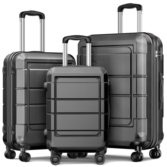 3-Piece Luggage Set with TSA Lock - Black